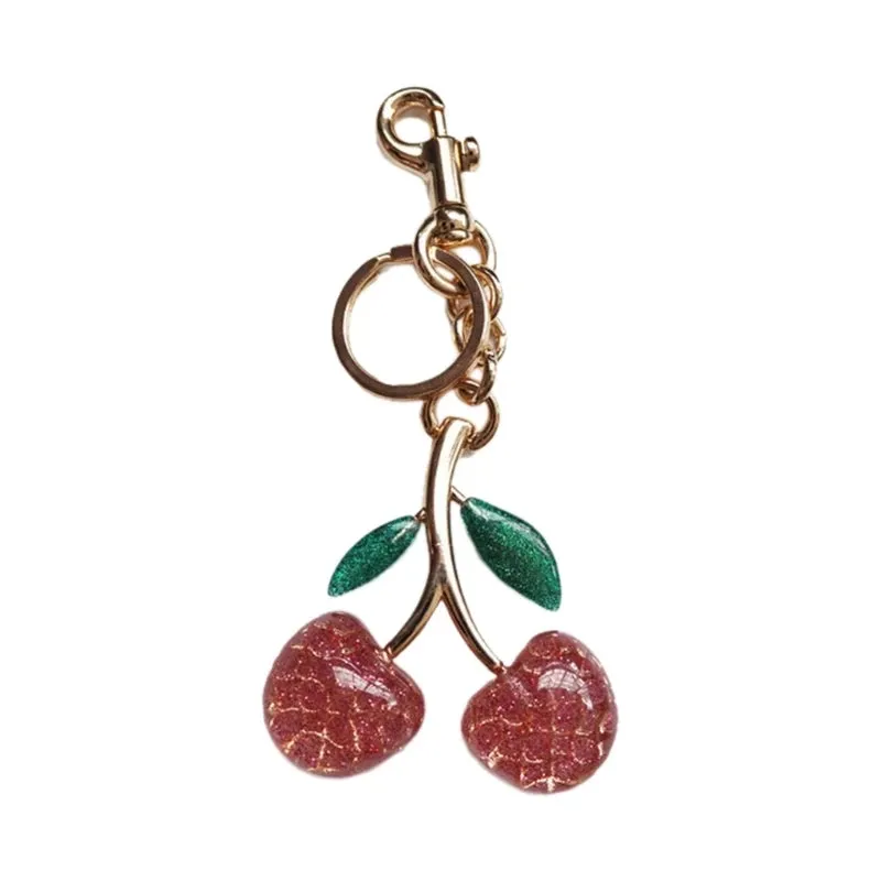 Elegant Crystal Cherry Keychain - Alloy Car Accessory