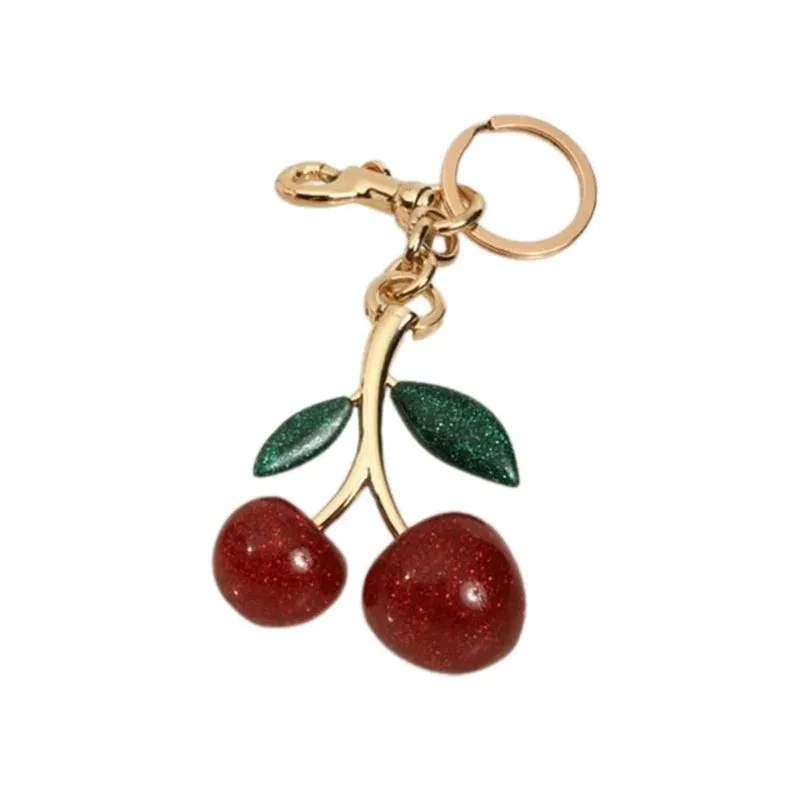 Elegant Crystal Cherry Keychain - Alloy Car Accessory