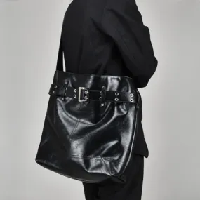 Eliska Vintage Belted Patent Shine Tote Bag