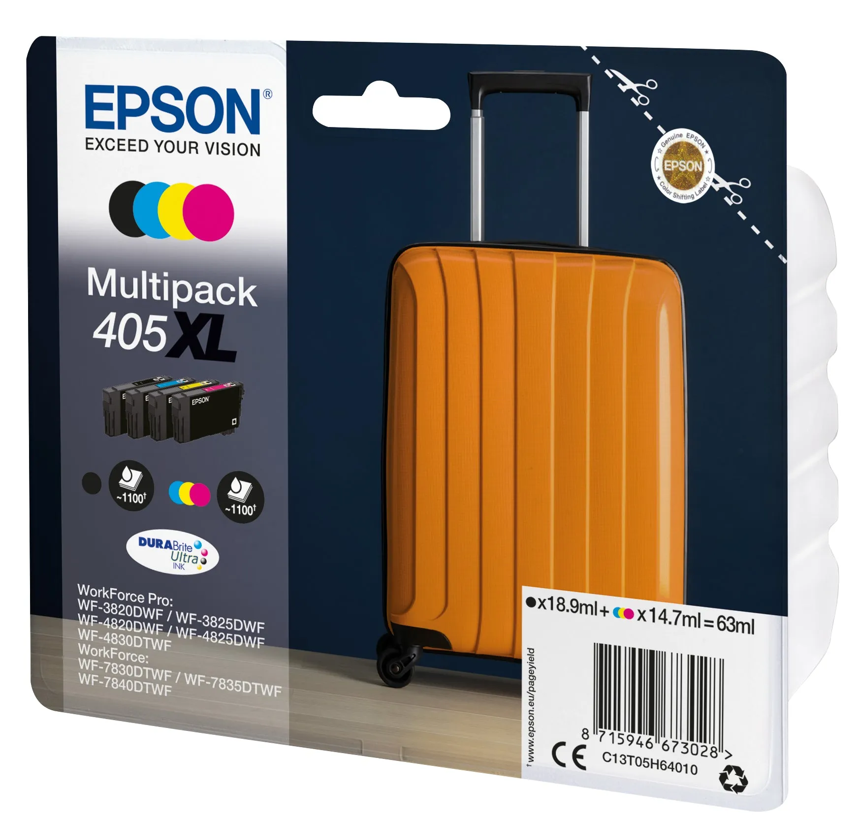 Epson 405Xl Multipack - 4-Pack - Xl - Black, Yellow, Cyan, Magenta - Original - Ink Cartridge