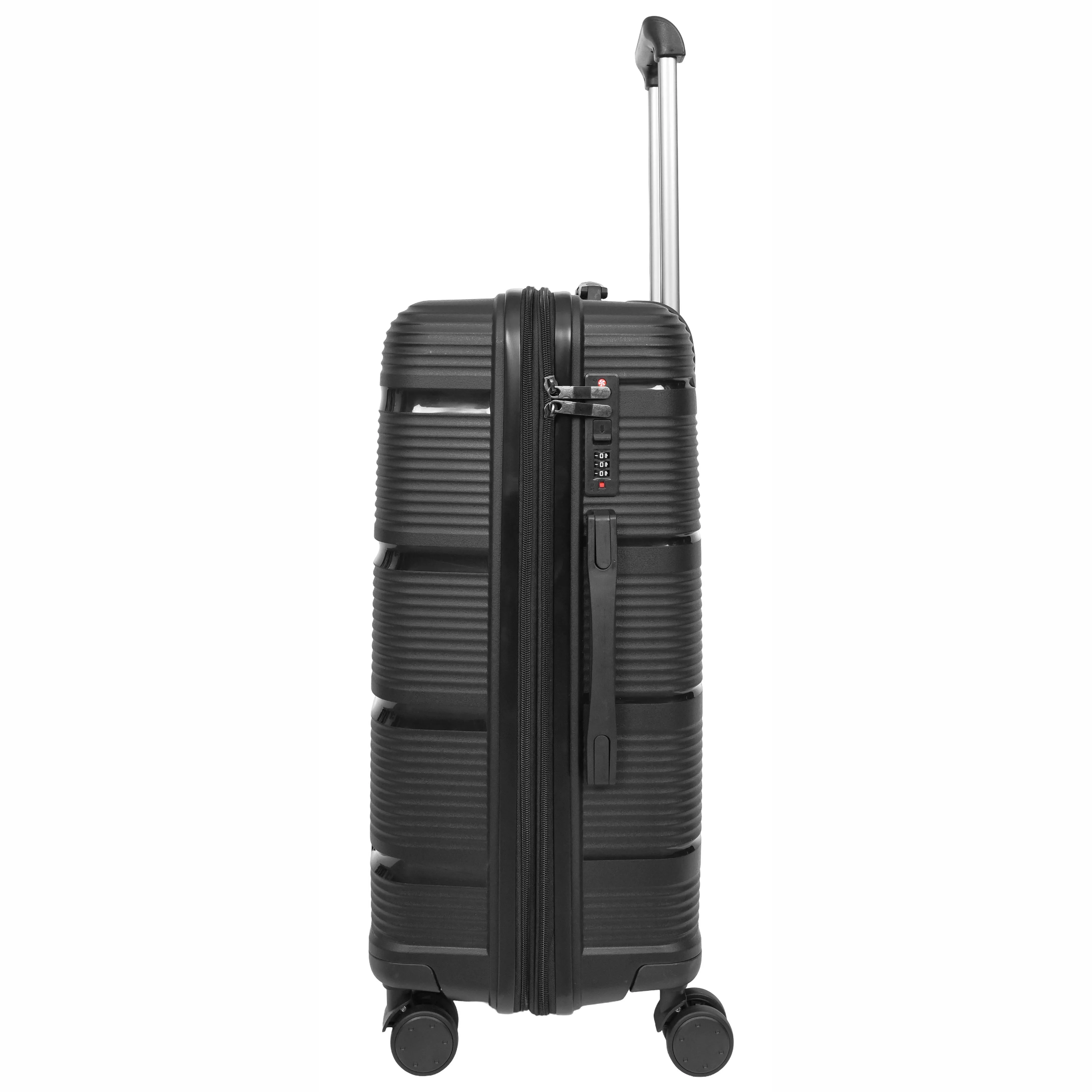 Expandable Hard Shell Luggage PP 8 Wheels Suitcases TSA Lock Travel Bags Titan Black