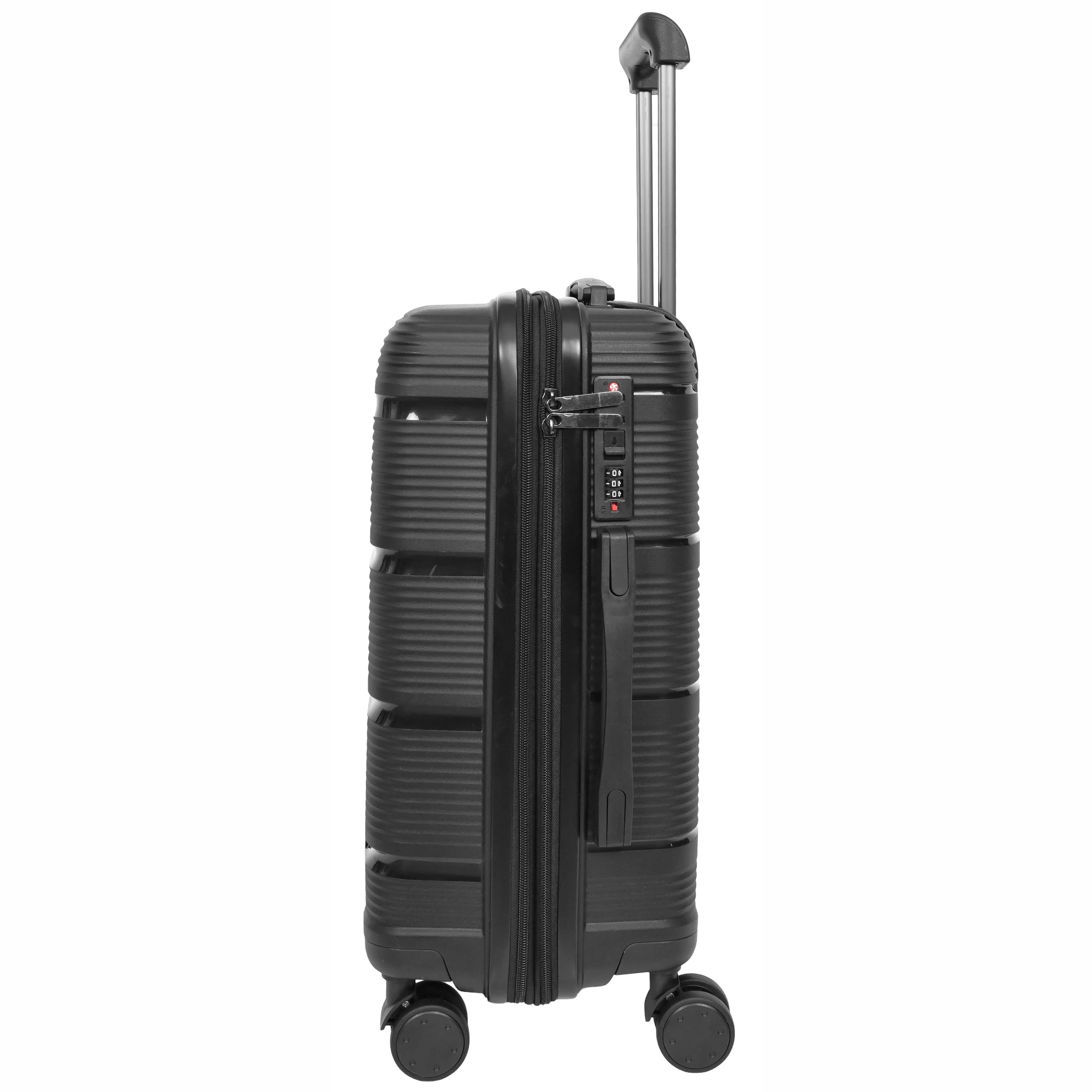 Expandable Hard Shell Luggage PP 8 Wheels Suitcases TSA Lock Travel Bags Titan Black