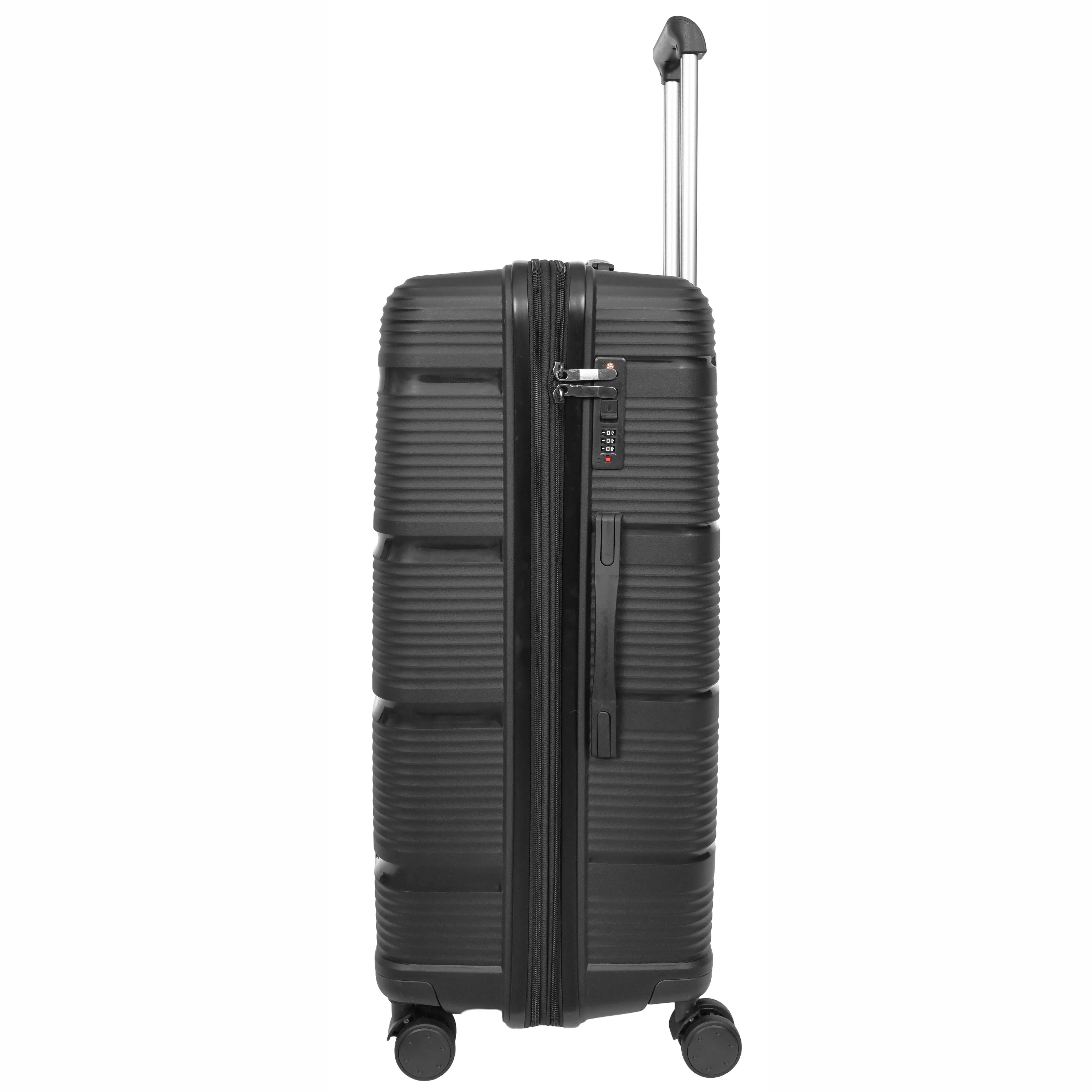 Expandable Hard Shell Luggage PP 8 Wheels Suitcases TSA Lock Travel Bags Titan Black