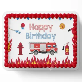 Fire Truck Cake Topper Firefighter cake topper Fireman cake topper edible image custom firefighter cake topper