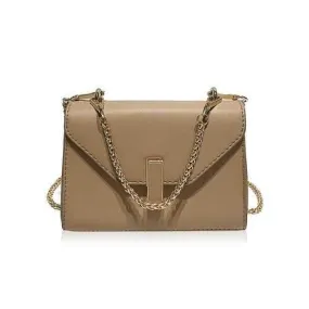 Flapped Chain Crossbody Bag - Camel Brown