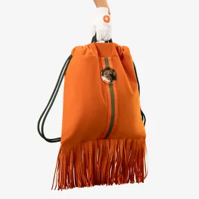 Fringe Backpack "ANNA Orange" with golden elements