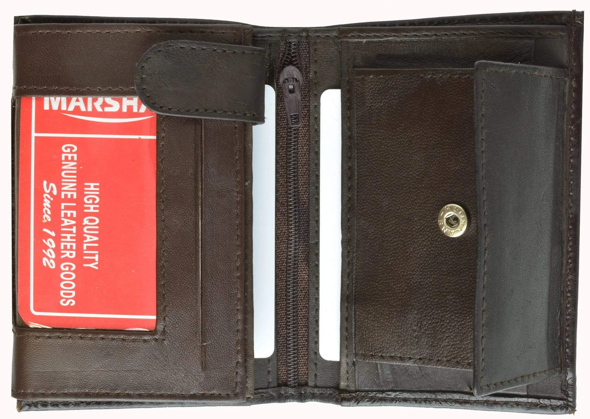 Genuine Leather Tri-fold European Wallet ID Credit Card Holder Coin Pouch 518