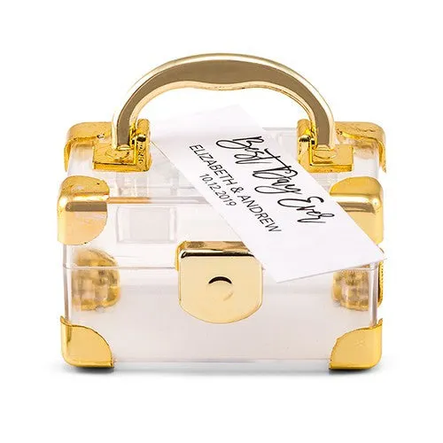 Gold or Silver Mini Travel Suitcase Favor Box (Pack of 2)