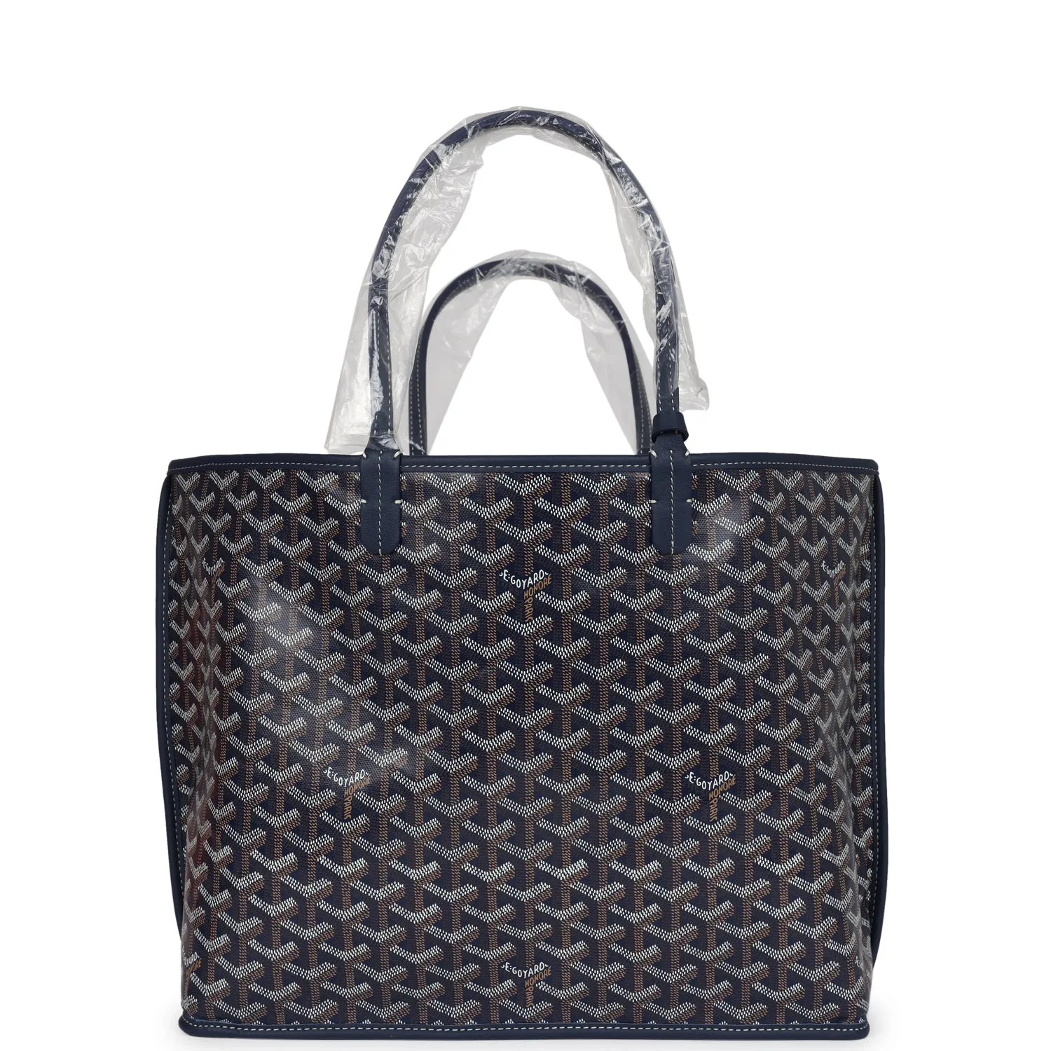 Goyard Goyardine Navy Blue Anjou PM Embroidered Seahorse Bag Palladium Hardware