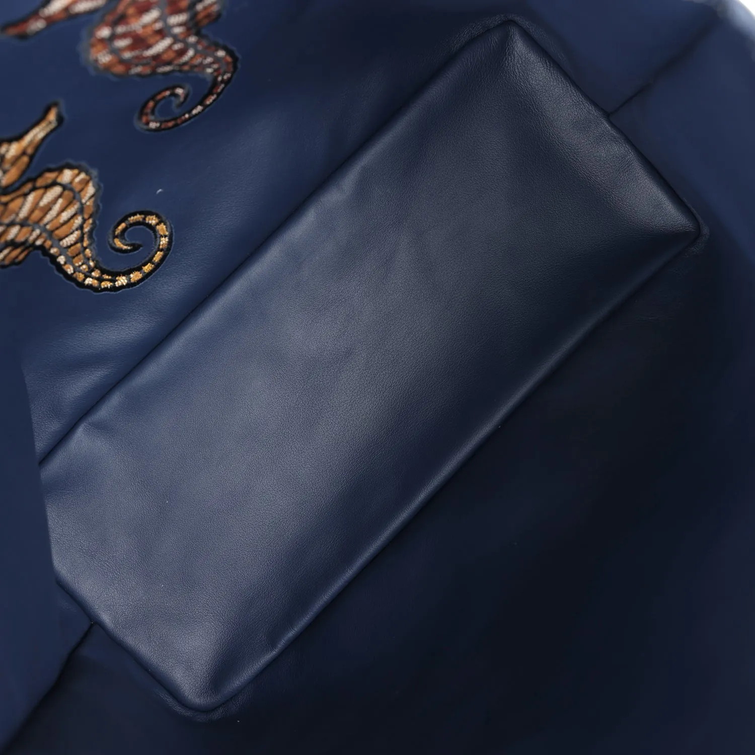 Goyard Goyardine Navy Blue Anjou PM Embroidered Seahorse Bag Palladium Hardware