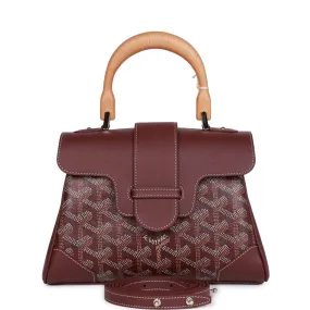 Goyard Saigon Souple Mini Bag Burgundy Goyardine Silver Hardware