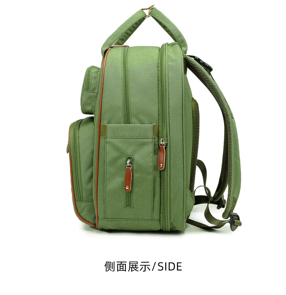 Green Baby Nappy Diaper Backpack, Foldable Stroller Bag  USB Changing Bags Mosquito Net 4122