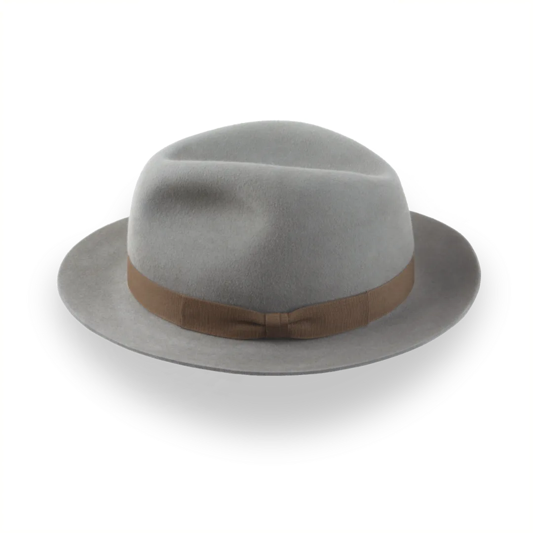 Grey Classic Center Dent Fedora Hat In Plush Fur Felt | The Icon