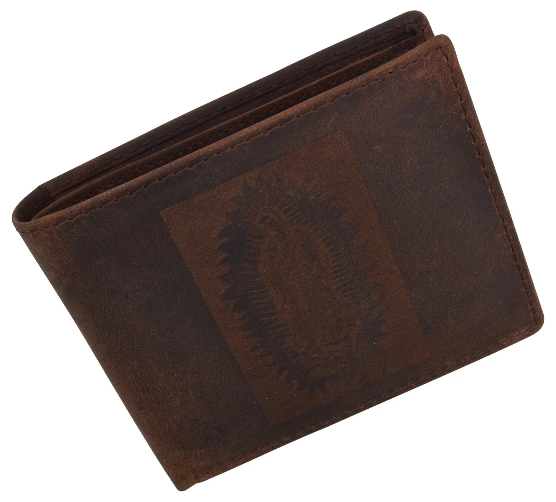 Guadalupe Virgin Logo RFID Genuine Leather Mens Bifold Wallet /53HTC Guadalupe Virgin