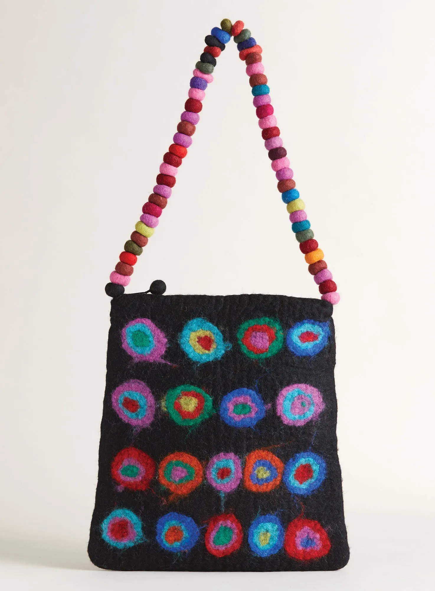 Hand-Felted Pom-Pom Shoulder Bag