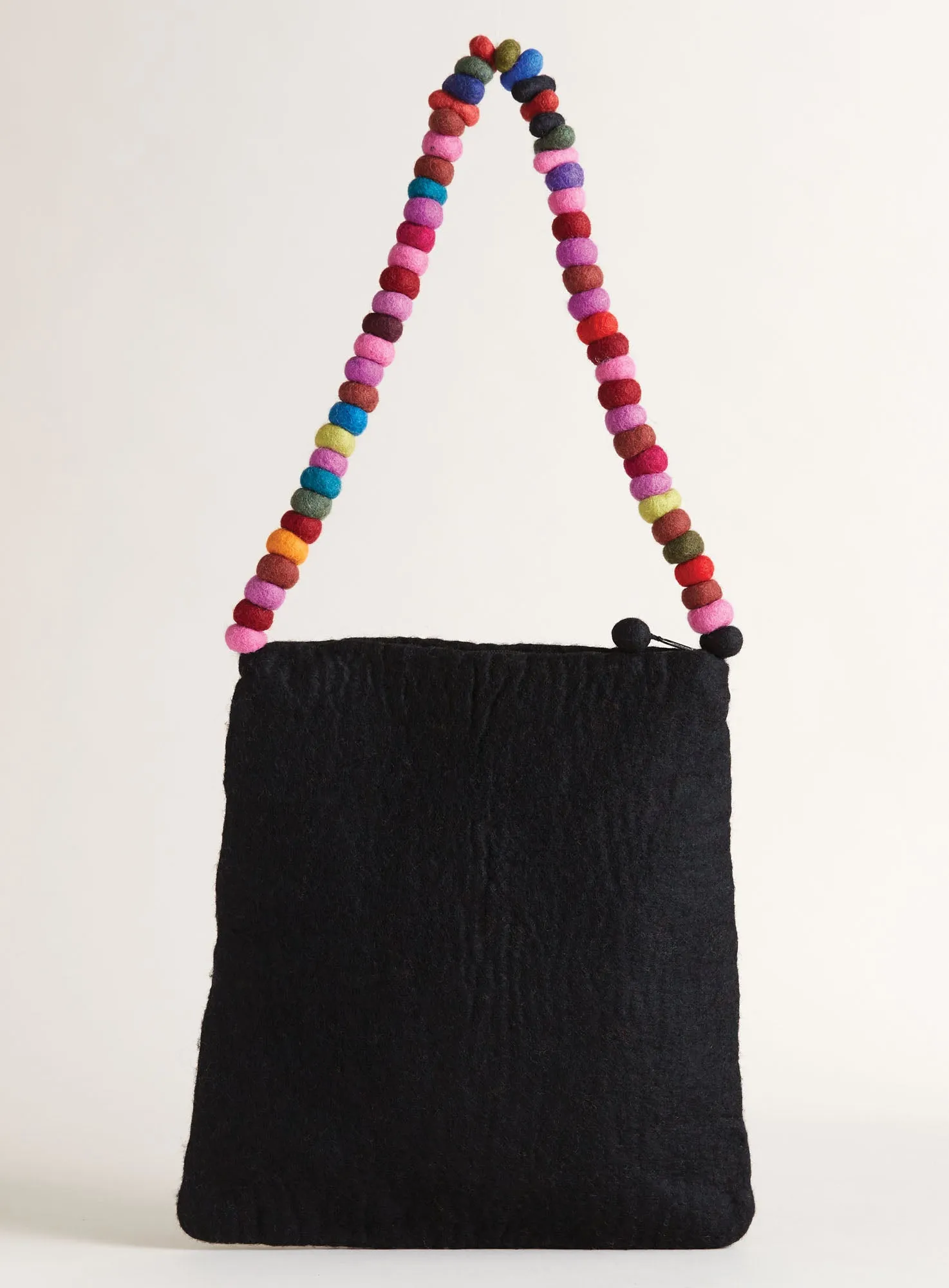 Hand-Felted Pom-Pom Shoulder Bag