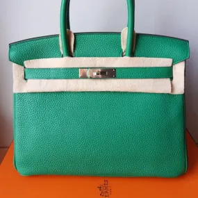 Hermès Birkin 30 Vert Vertigo Taurillon Clemence Palladium Hardware PHW