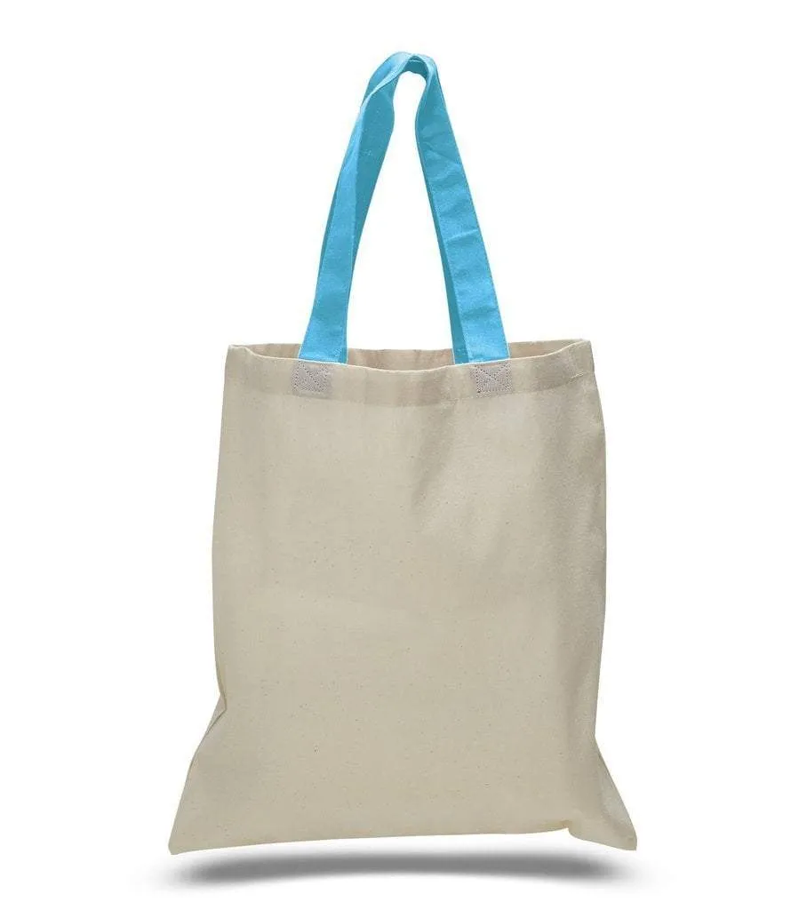 HIGH QUALITY PROMOTIONAL COLOR HANDLES TOTE BAG 100% COTTON