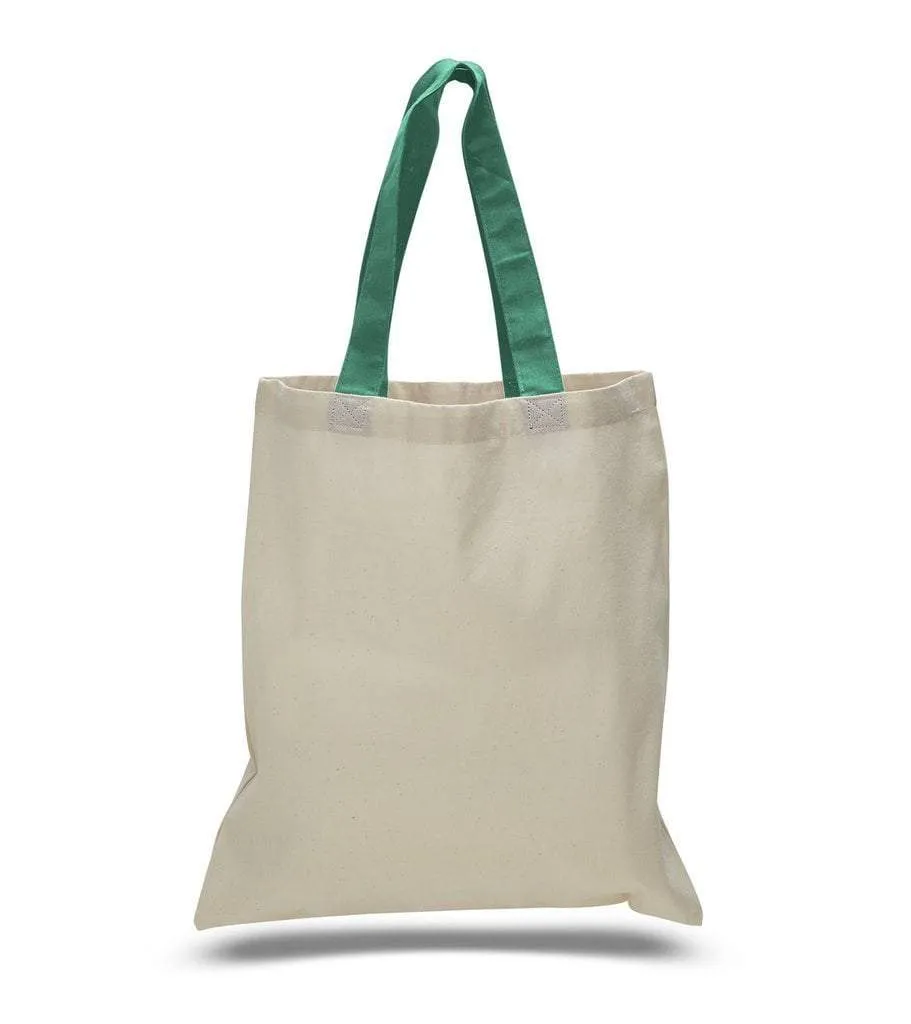 HIGH QUALITY PROMOTIONAL COLOR HANDLES TOTE BAG 100% COTTON