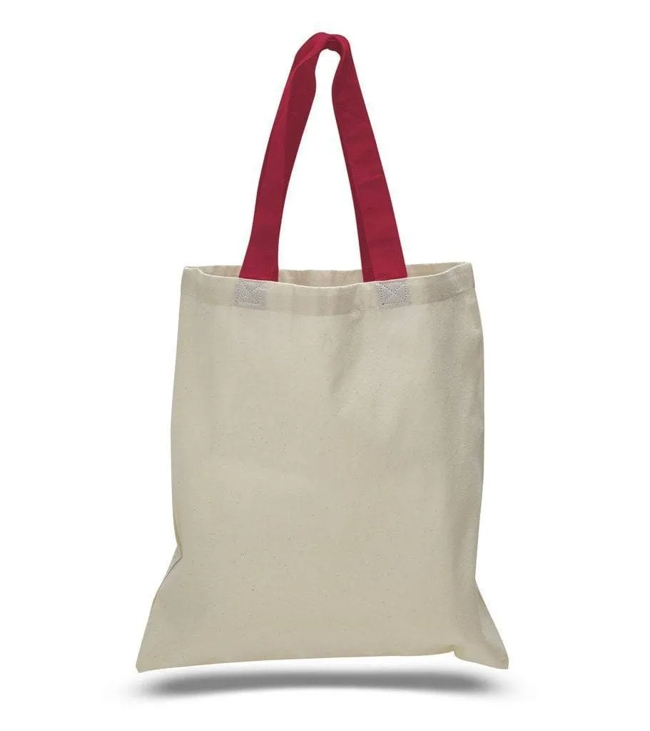 HIGH QUALITY PROMOTIONAL COLOR HANDLES TOTE BAG 100% COTTON