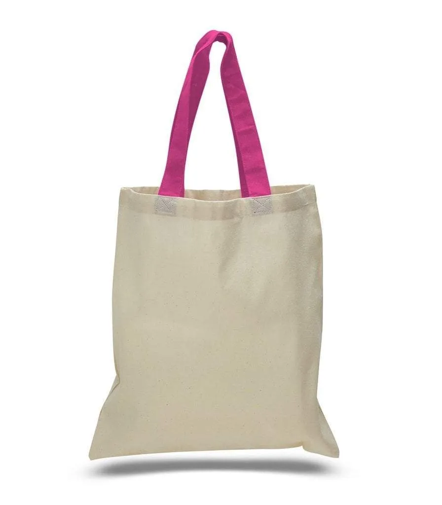 HIGH QUALITY PROMOTIONAL COLOR HANDLES TOTE BAG 100% COTTON