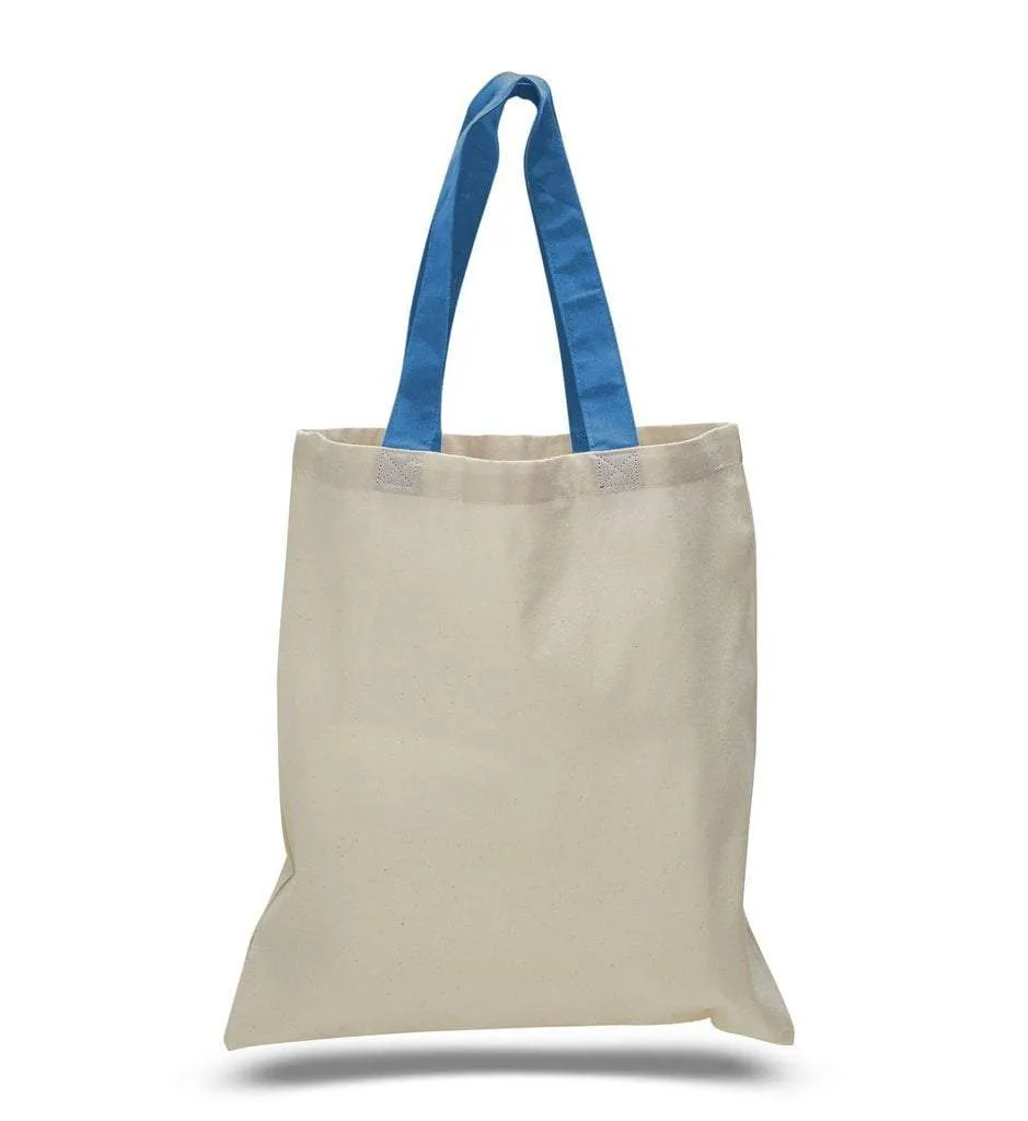 HIGH QUALITY PROMOTIONAL COLOR HANDLES TOTE BAG 100% COTTON