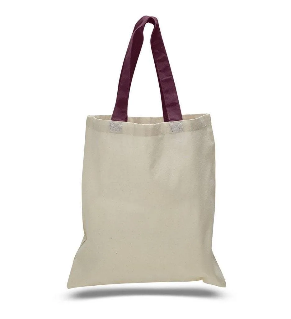 HIGH QUALITY PROMOTIONAL COLOR HANDLES TOTE BAG 100% COTTON