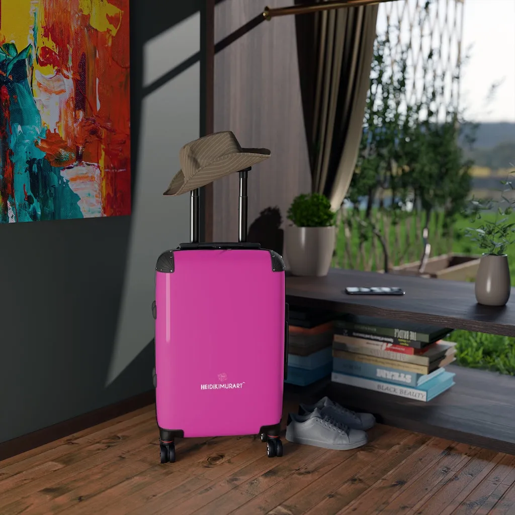 Hot Pink Color Cabin Suitcase, Carry On Luggage With 2 Inner Pockets & Built in TSA-approved Lock With 360° Swivel