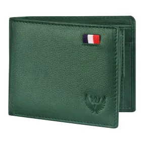 India Forest Green Genuine Leather RFID Protected Large Capacity Wallet for Men