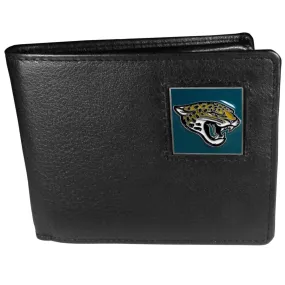 Jacksonville Jaguars Leather Bi-fold Wallet Packaged in Gift Box