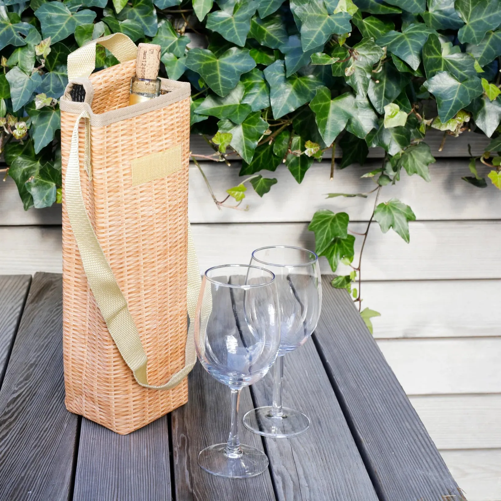 Kikkerland Wicker Style Wine Bottle Cooler