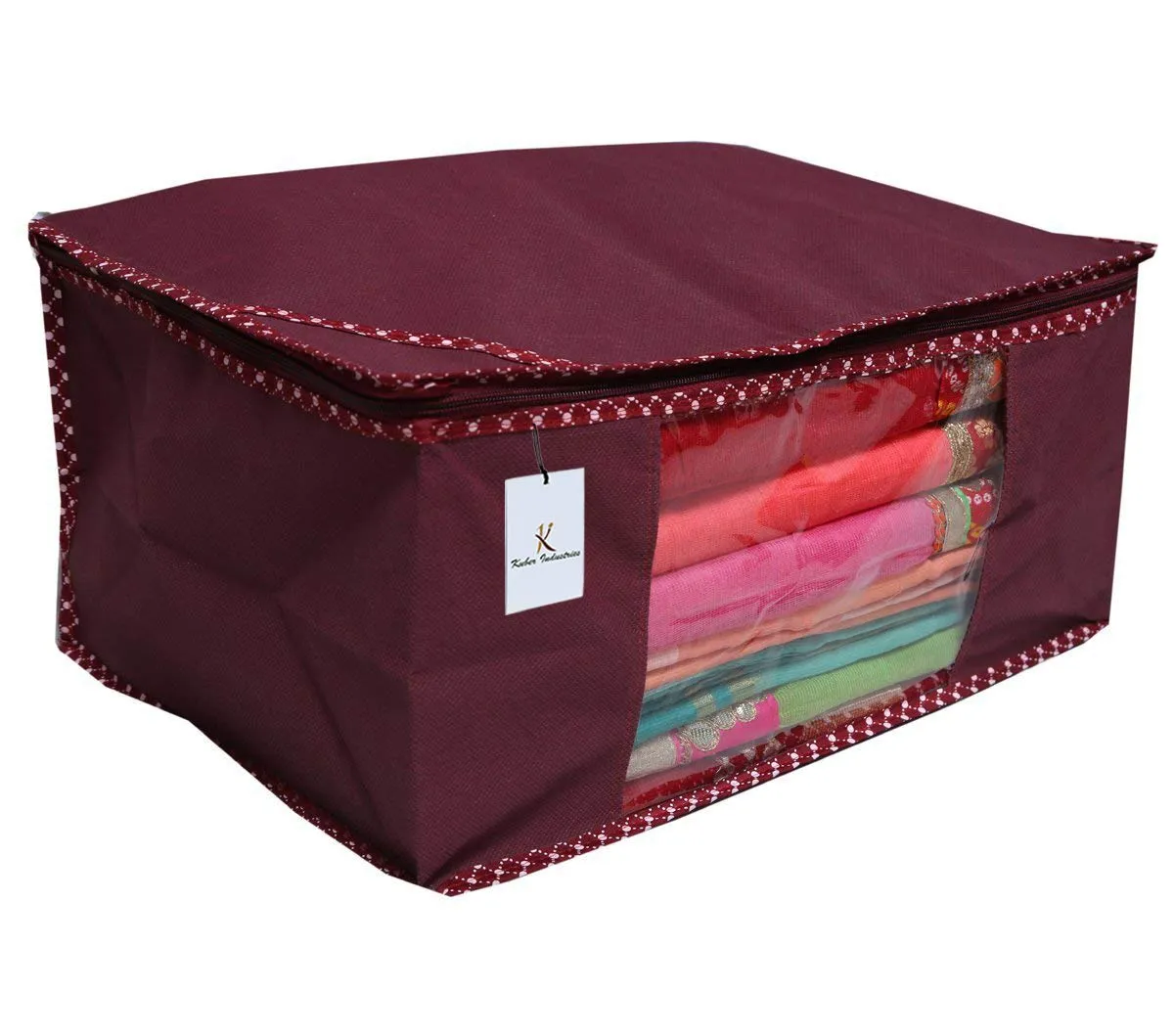 Kuber Industries 12 Piece Non Woven Saree Organiser, Maroon (VASCNWB16)