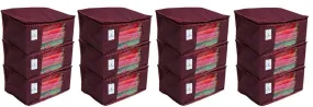 Kuber Industries 12 Piece Non Woven Saree Organiser, Maroon (VASCNWB16)