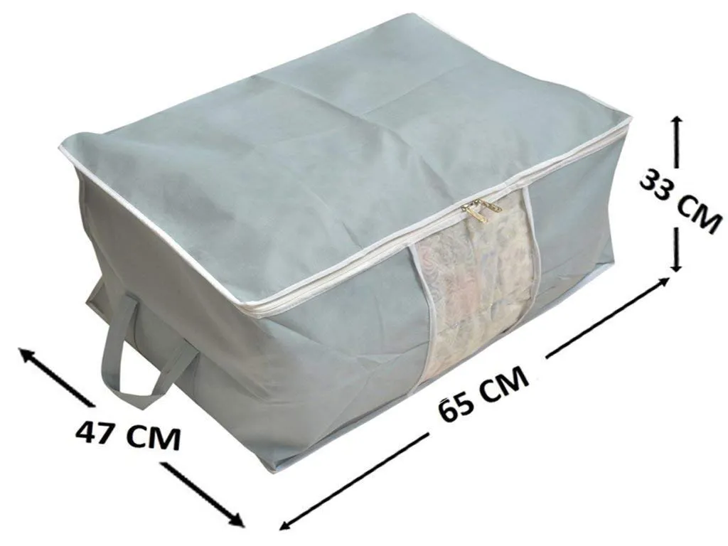 Kuber Industries 2 Pieces Non Woven Underbed Storage Organiser Set, Grey (Underbed004)