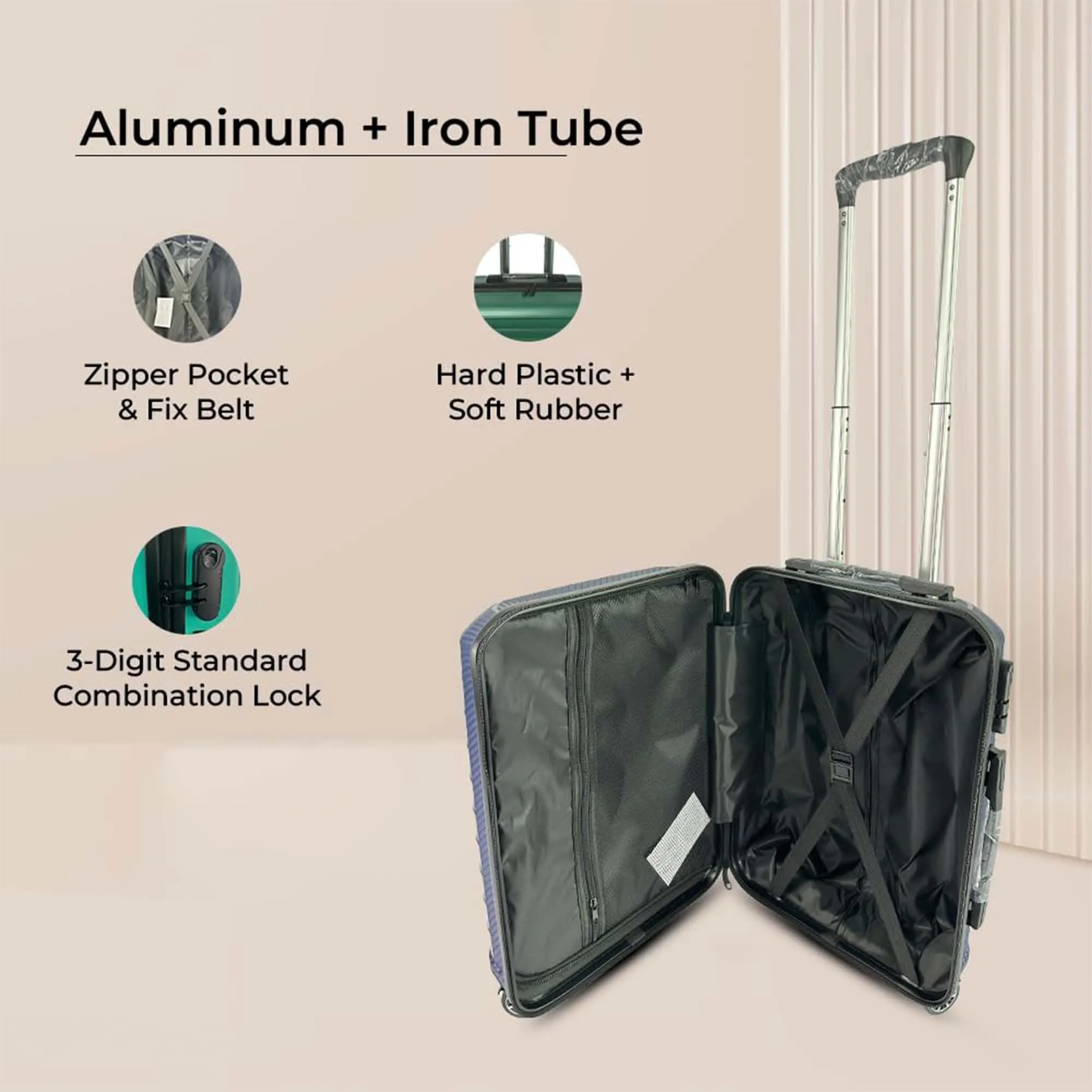 Kuber Industries 20inch Strong & Lightweight Cabin Trolley Bags with 360 Degree Rotating Wheels | Expandable Carry-On Cabin Luggage Suitcase | Bags for Travelling | PP103020OGRN-Sea Green