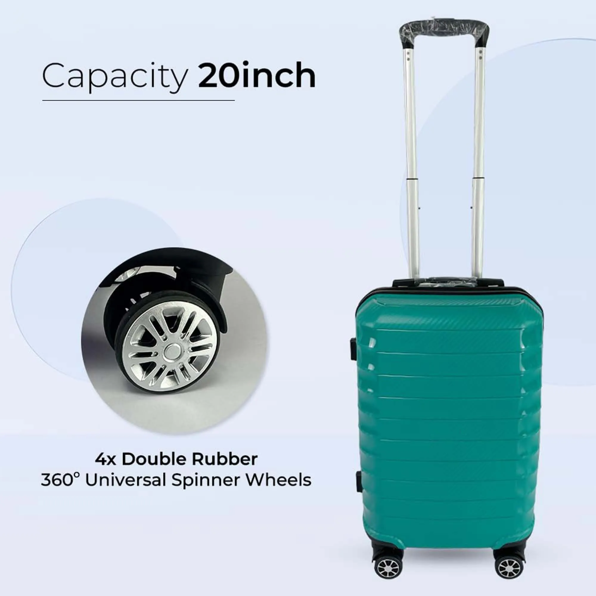 Kuber Industries 20inch Strong & Lightweight Cabin Trolley Bags with 360 Degree Rotating Wheels | Expandable Carry-On Cabin Luggage Suitcase | Bags for Travelling | PP103020OGRN-Sea Green