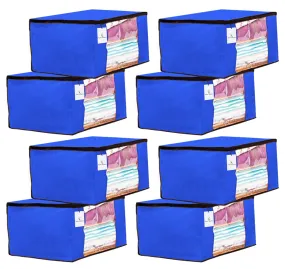 Kuber Industries 8 Piece Non Woven Fabric Saree Cover Set with Transparent Window, Extra Large, Royal Blue-CTKTC23695