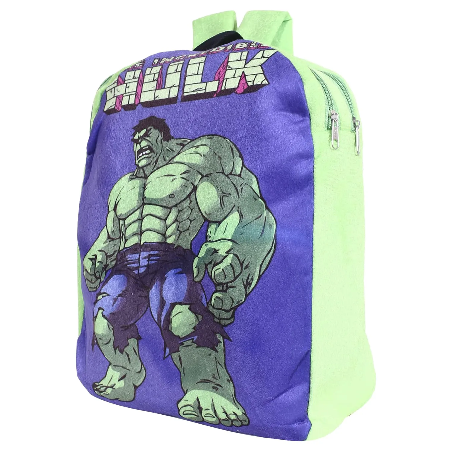 Kuber Industries Marvel Hulk School Bag | Velvet Kids School Bags | Student Bookbag | School Bag for Girls & Boys | School Backpack for Kids | 2 Compartments | Green