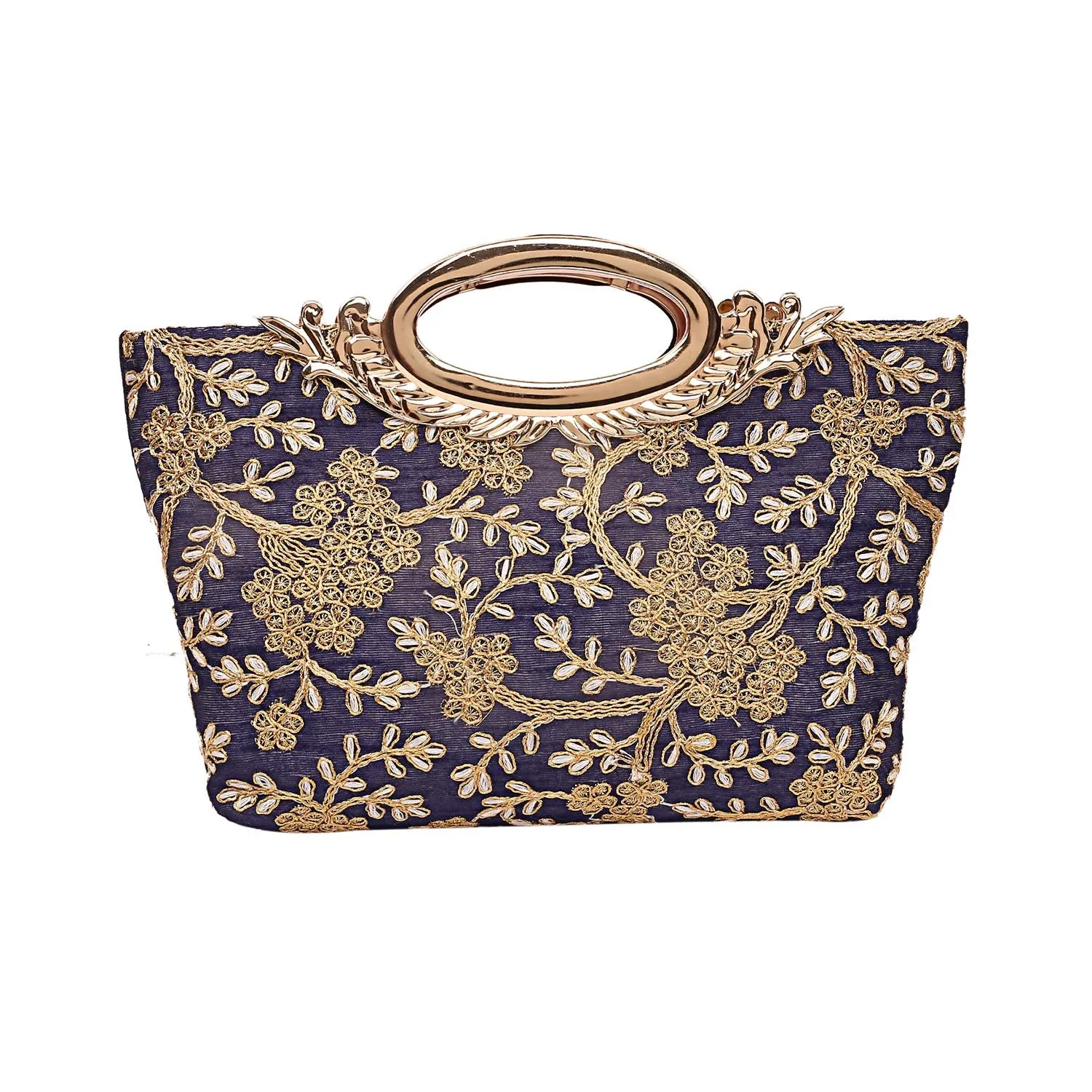 Kuber Industries Silk Clutch Ladies Handbag (Blue) -CTKTC8780