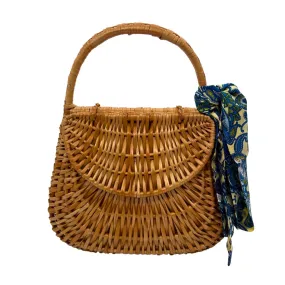 Large Hand woven Portuguese Handbag with Vintage Scarf.