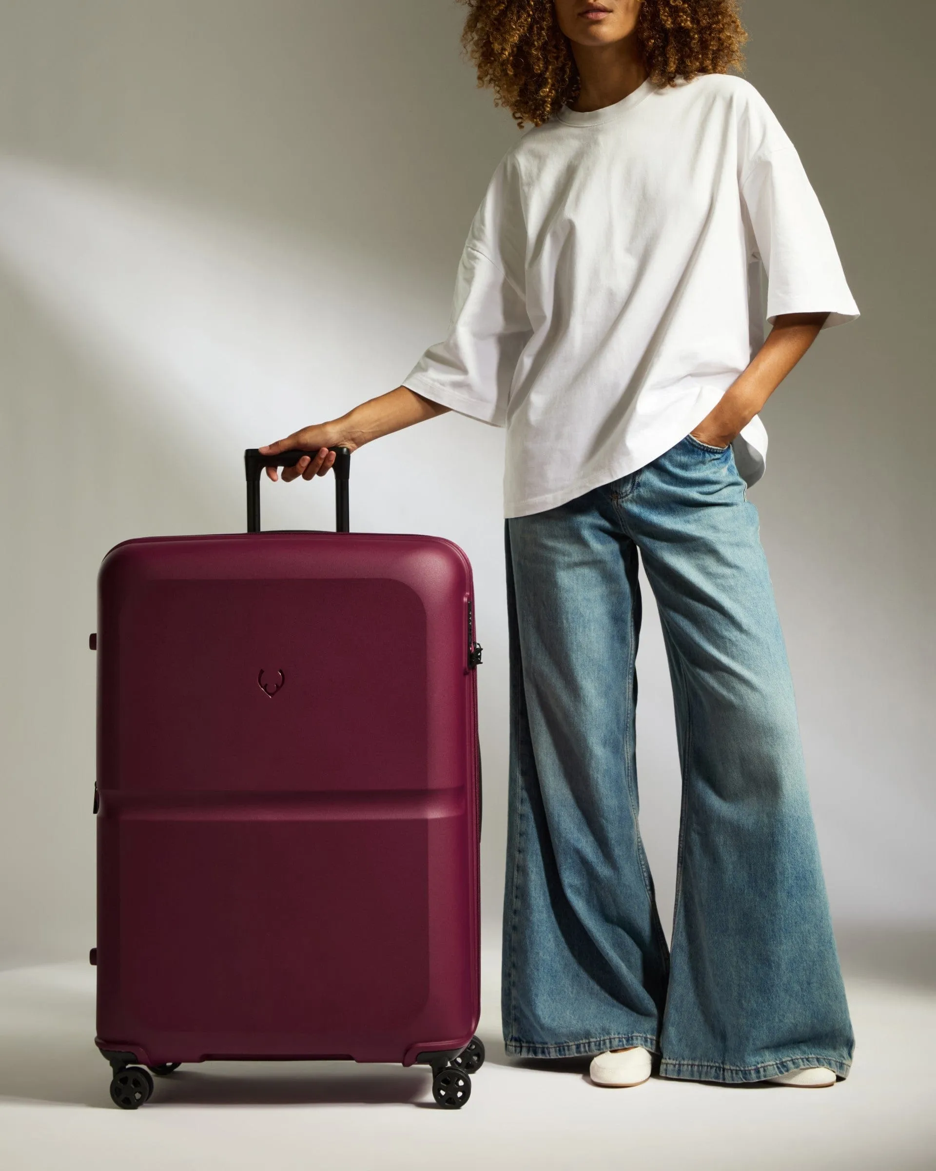 Large Suitcase in Heather Purple - Single Stripe