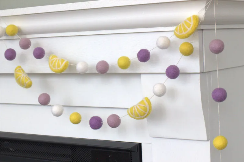 Lavender Lemonade Felt Ball Garland