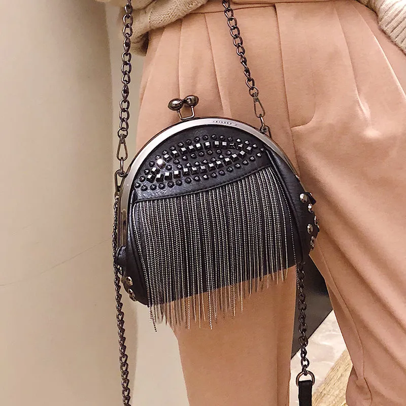 Leather Fringe Evening Bag