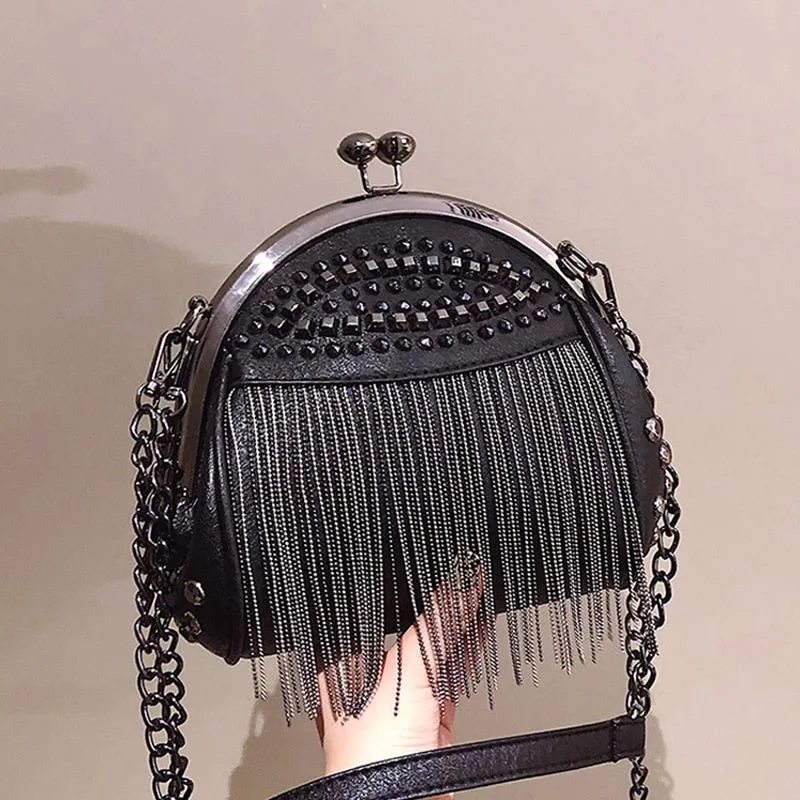 Leather Fringe Evening Bag