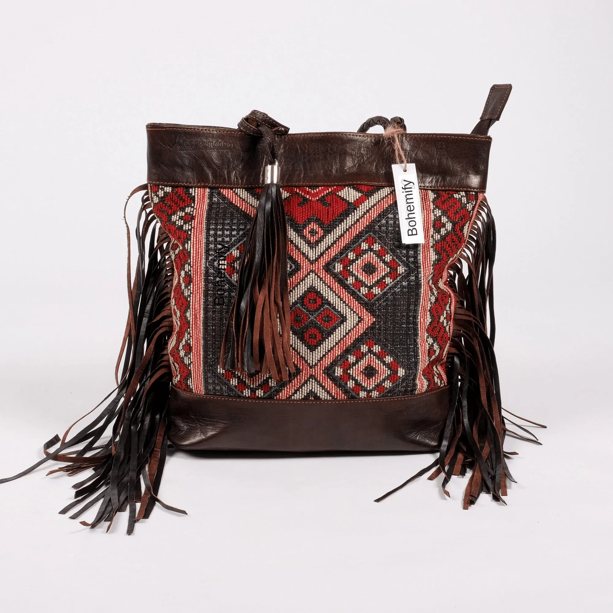 Leather x Kilim Shoulder bucket Bag