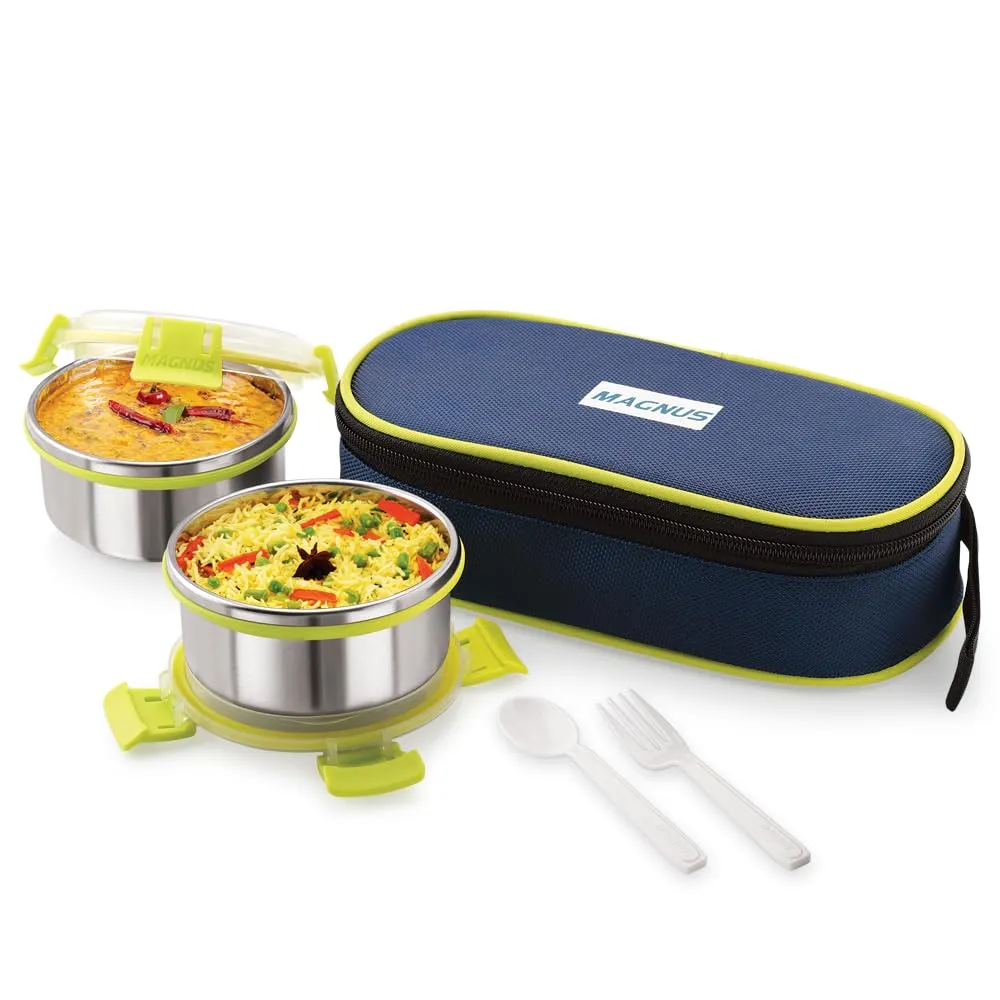 Magnus Avanza 2 Stainless Steel Lunch Box - Ideal for Kids, Office Men - Leakproof Tiffin Box , Insulated Cover, Air-Tight Food Carrier for Hot Meals