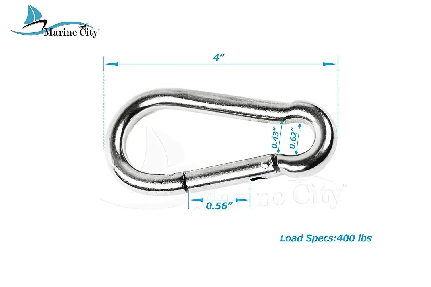 Marine City 316 Stainless-Steel 4” Carabiners/Clip Snap Hook for Climbing, Fishing, Hiking (1pcs)