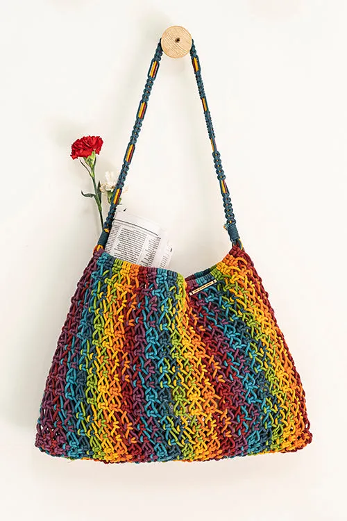 Maya  Blended Sriped Hand-Knotted Tote