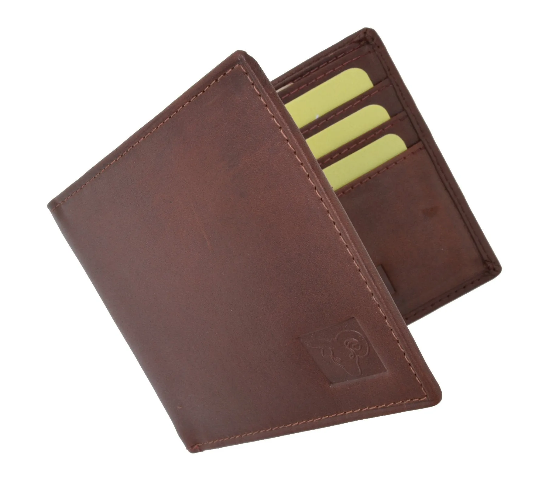 Mens Genuine High Quality Leather ID Card Holder Classic Design Slim Bifold Wallet by Cavelio 730060