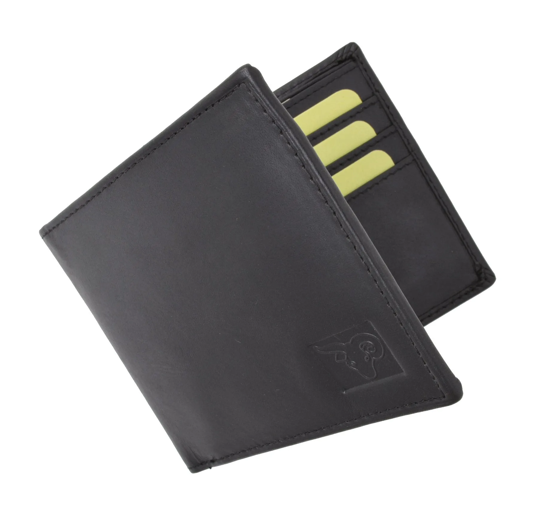 Mens Genuine High Quality Leather ID Card Holder Classic Design Slim Bifold Wallet by Cavelio 730060